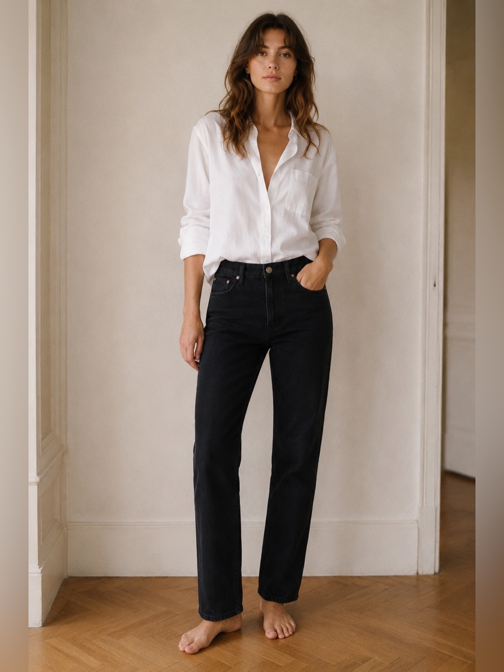 Sezane Organic Cotton Stretch Le Brut Sexy Black Tall